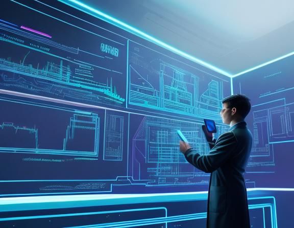 Futuristic Lab with Holographic Display in Sci-Fi Style