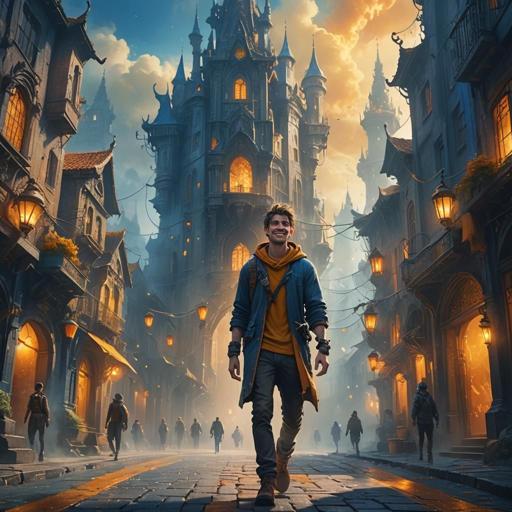 Fantasy Cityscape Concept Art with Dynamic Lighting