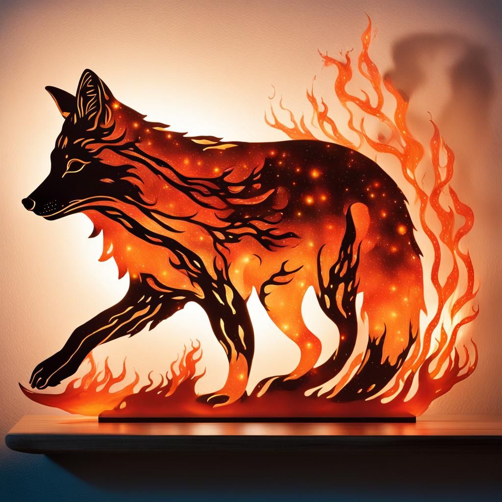 Ethereal Fox Amidst Blazing Inferno