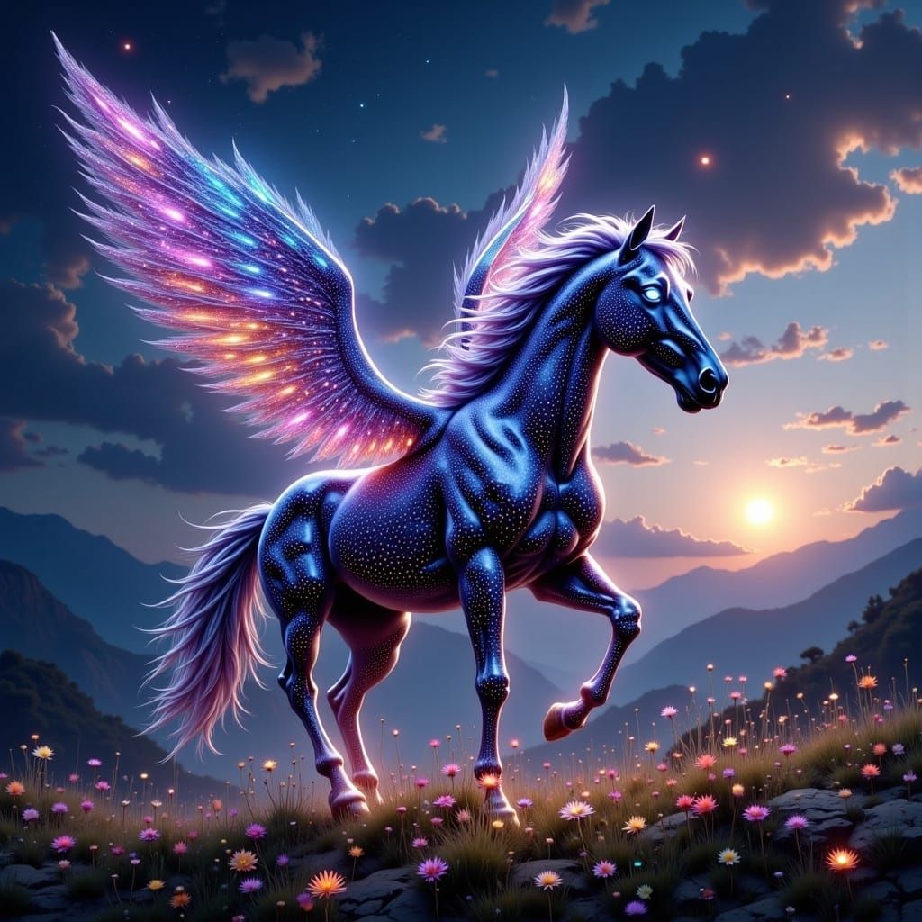 Neurographic Cosmic Centaur in Sci-Fi 3D Style