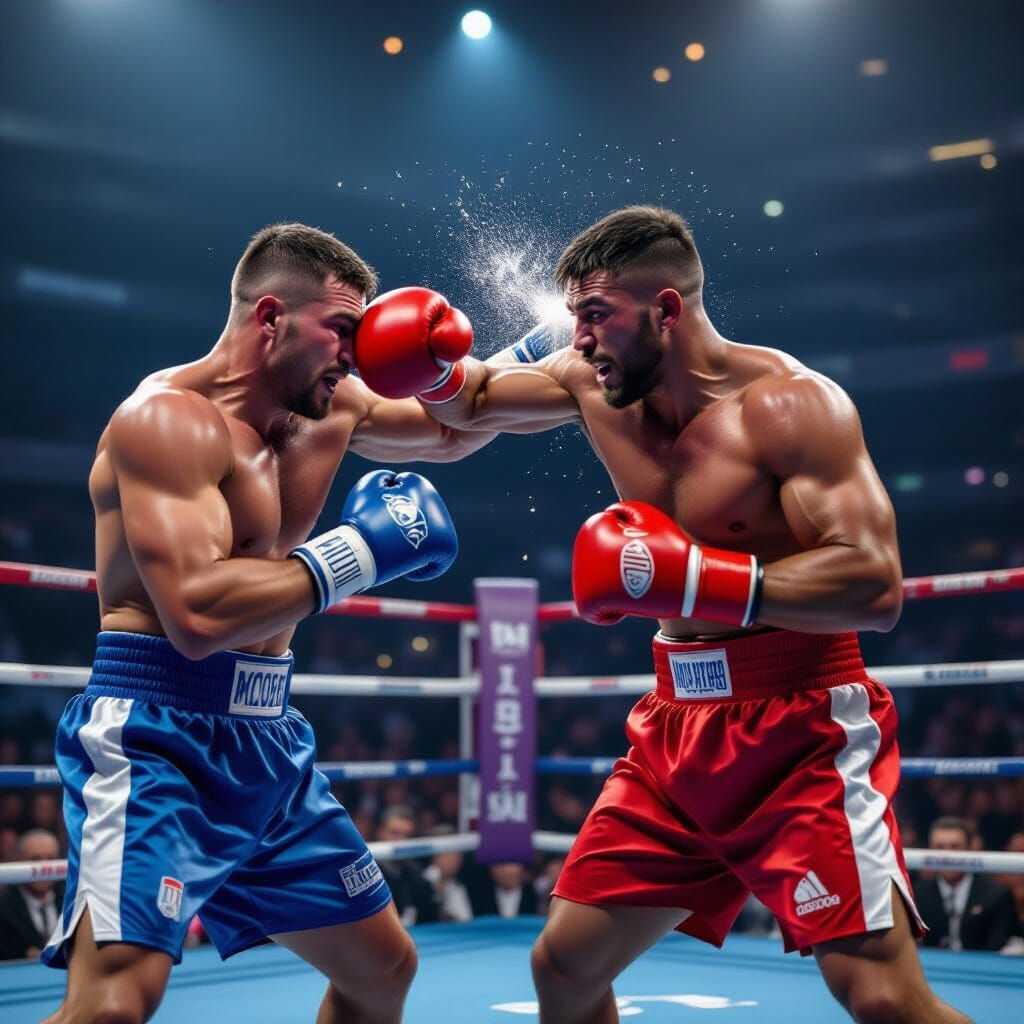 Hyperrealistic Boxing Match Between Russian and Arab Fighter...