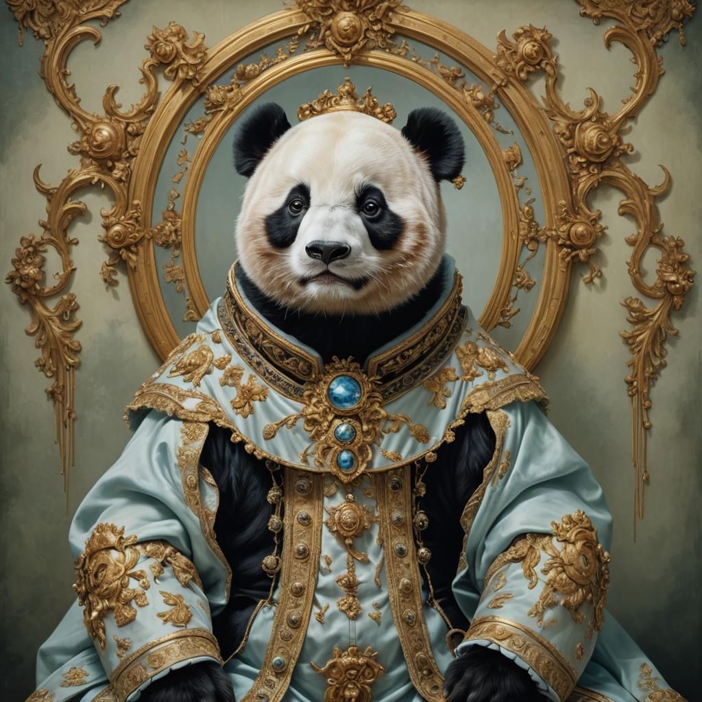 Photorealistic Panda Portrait in the Style of Old Masters