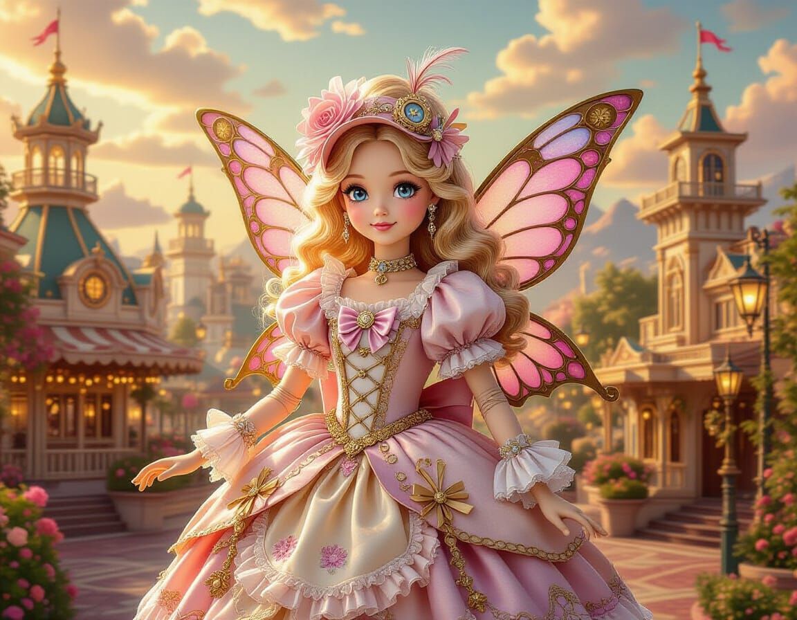 Steampunk Barbie Fairy in Victorian Anime Style