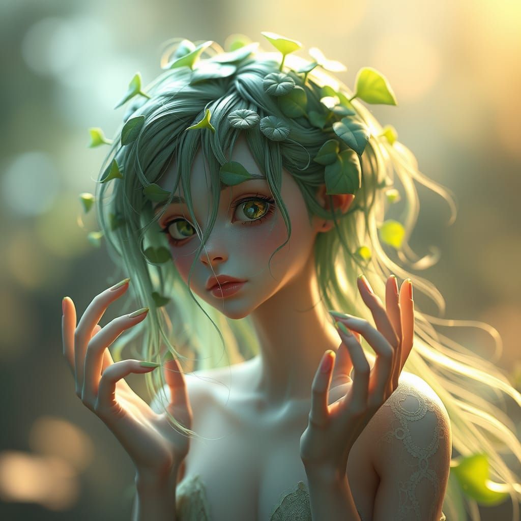 Realistic Anime Ivy Plant with Humanoid Features