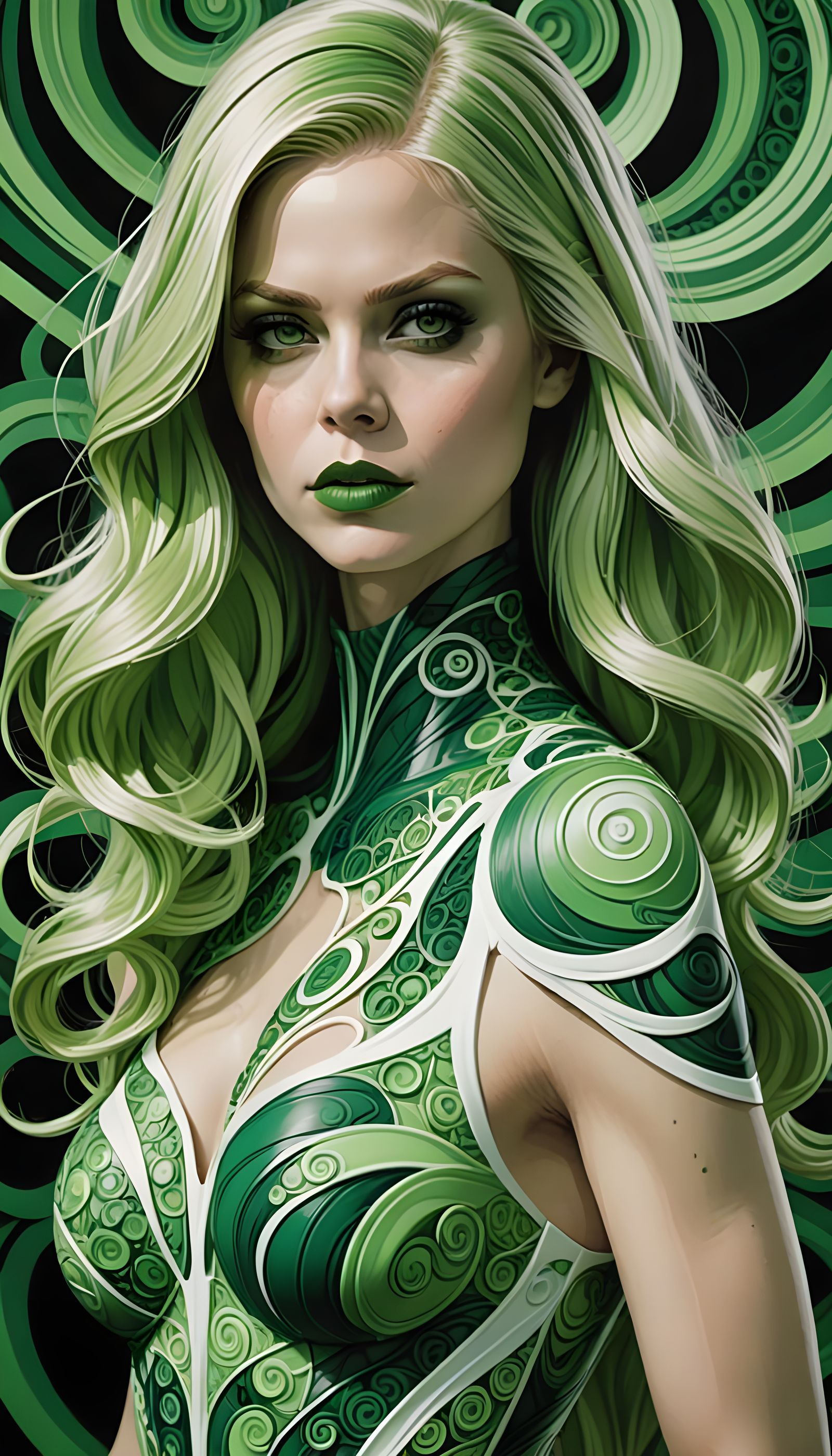 Marvel Villain Vertigo with Green Hair, in Vector Style