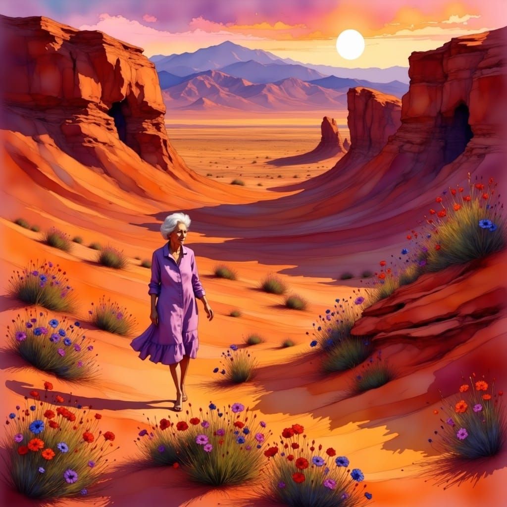 Vibrant Desert Bloom in O'Keefe Style