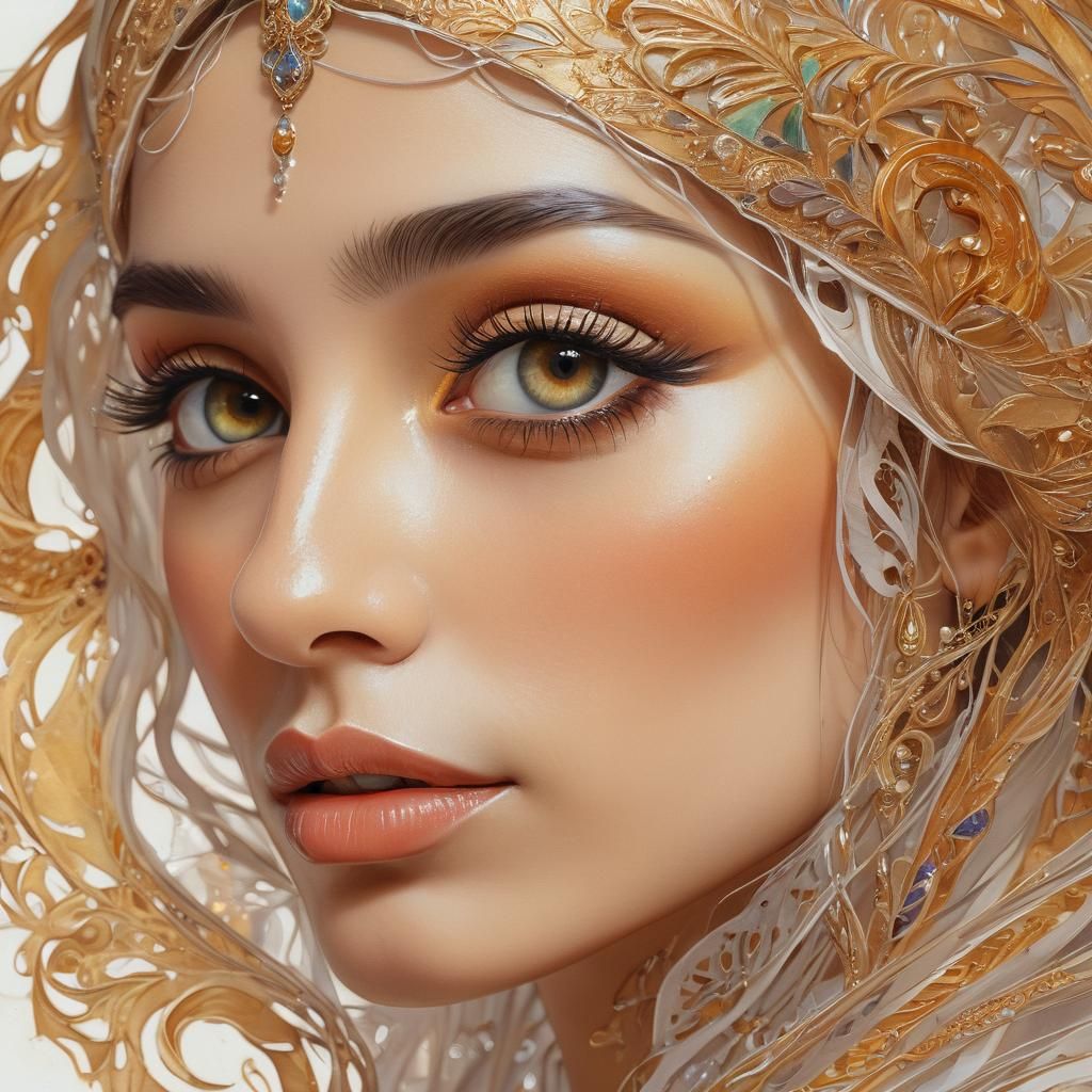 Beautiful Arab Woman's Eye in Art Nouveau Style