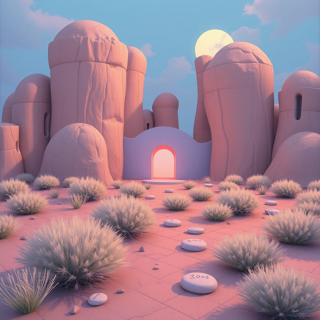 Dreamy Pastel Landscapes in Whimsical Surrealist Style