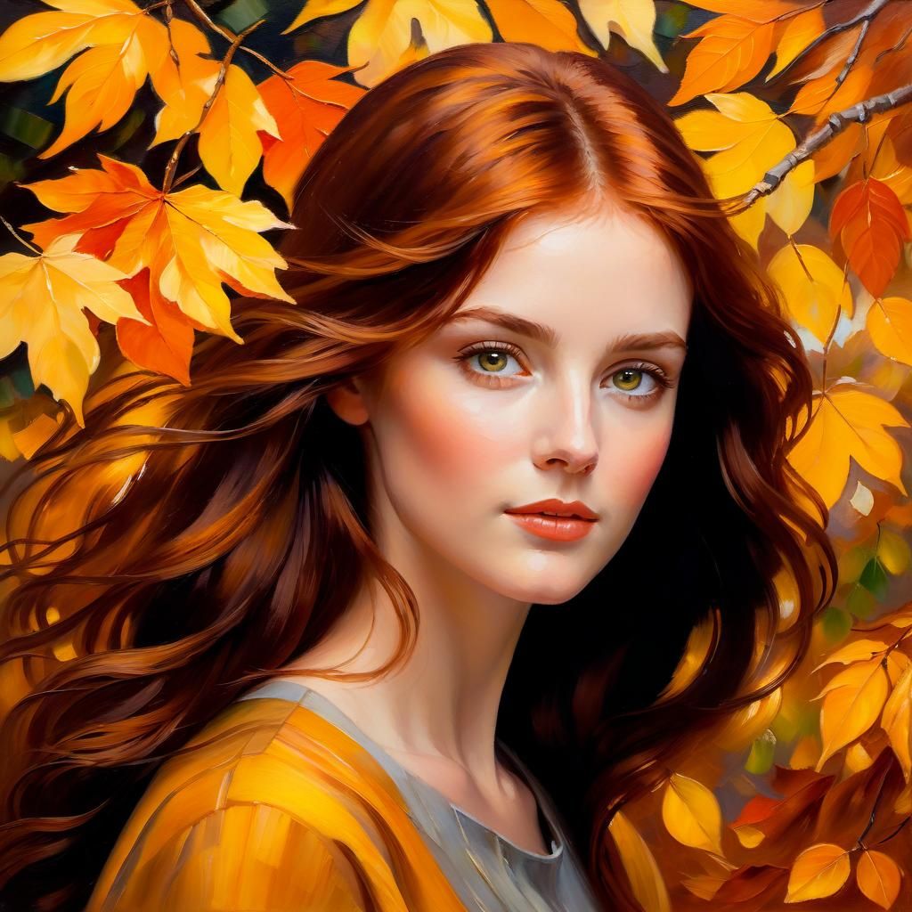 Auburn Beauty: Impressionist Oil Portrait in Golden Light