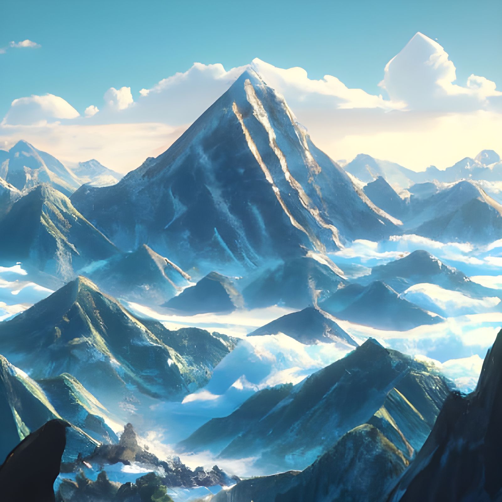 Studio Ghibli Mountain Landscape in Anime Style