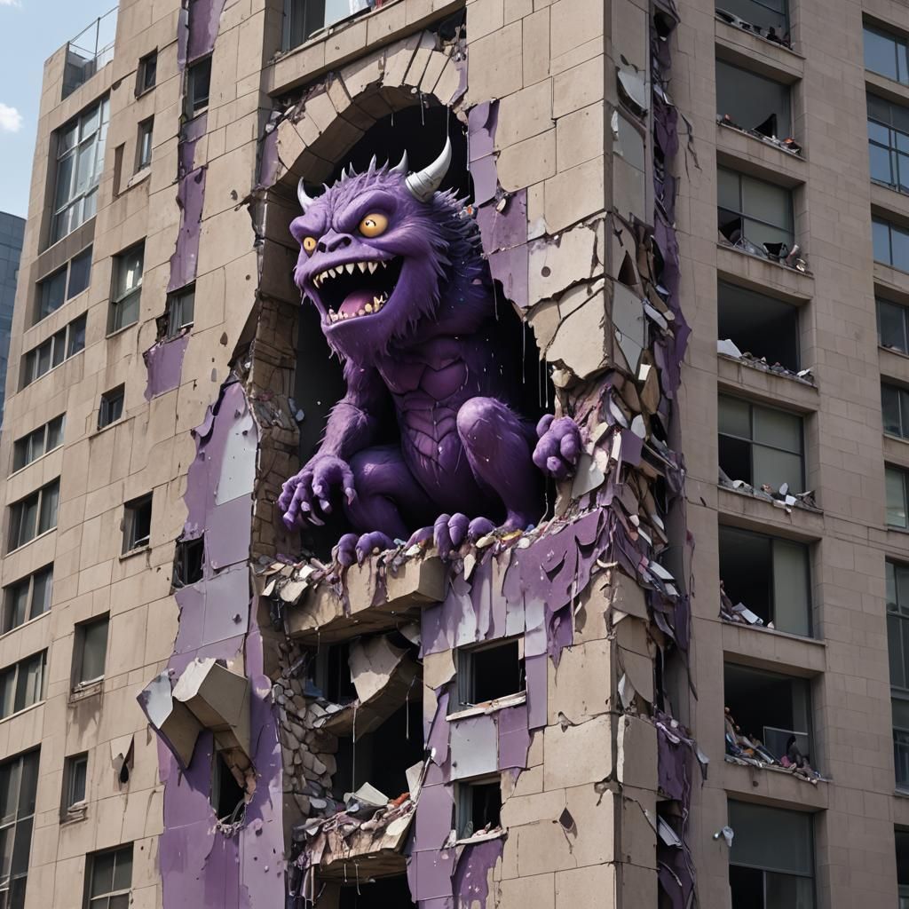 Monster Attack on Skyscraper in Fantasy Concept Art