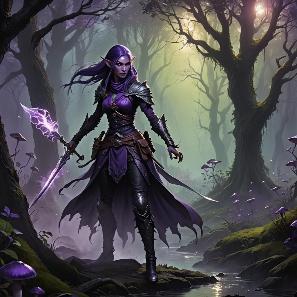 Dark Elf Rogue in Shadowfell: Fantasy Portrait