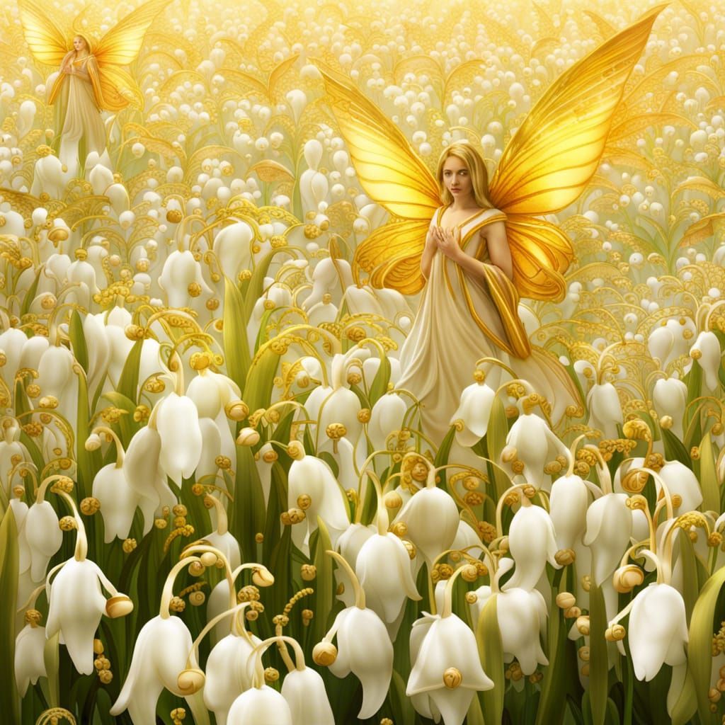 Lilies Transform Into Angels in Sunlit Field