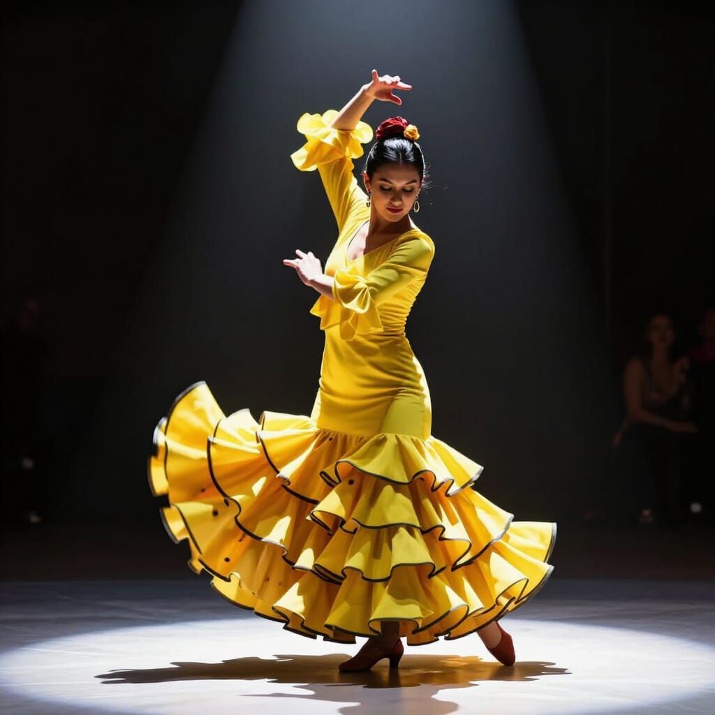 Flamenco dancer in yellow dress