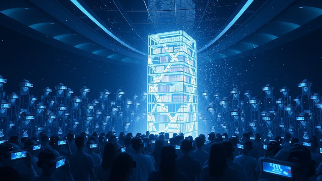 Ethereal Holographic Cityscape in Cyberpunk Style