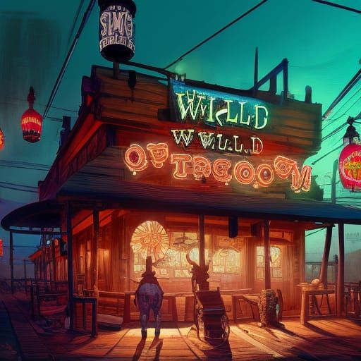 Wild West Saloon in Hyperdetailed Digital Illustration