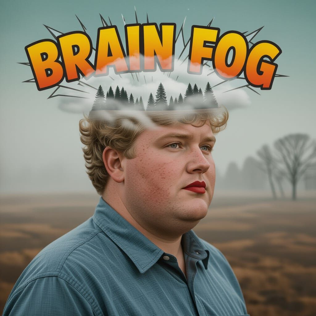 Misty Barren Landscape Inside Man's Head