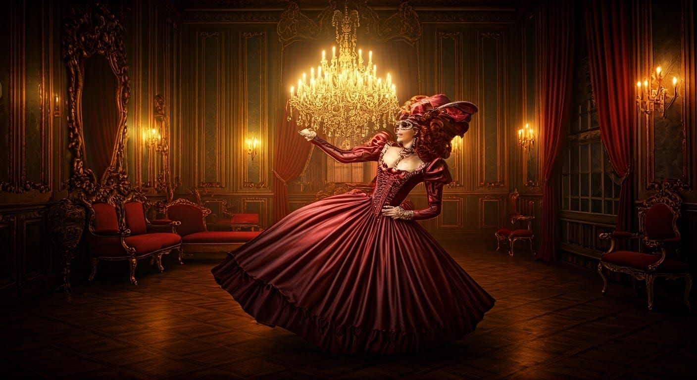 Renaissance Merchant at Masquerade Ball in Baroque Steampunk...