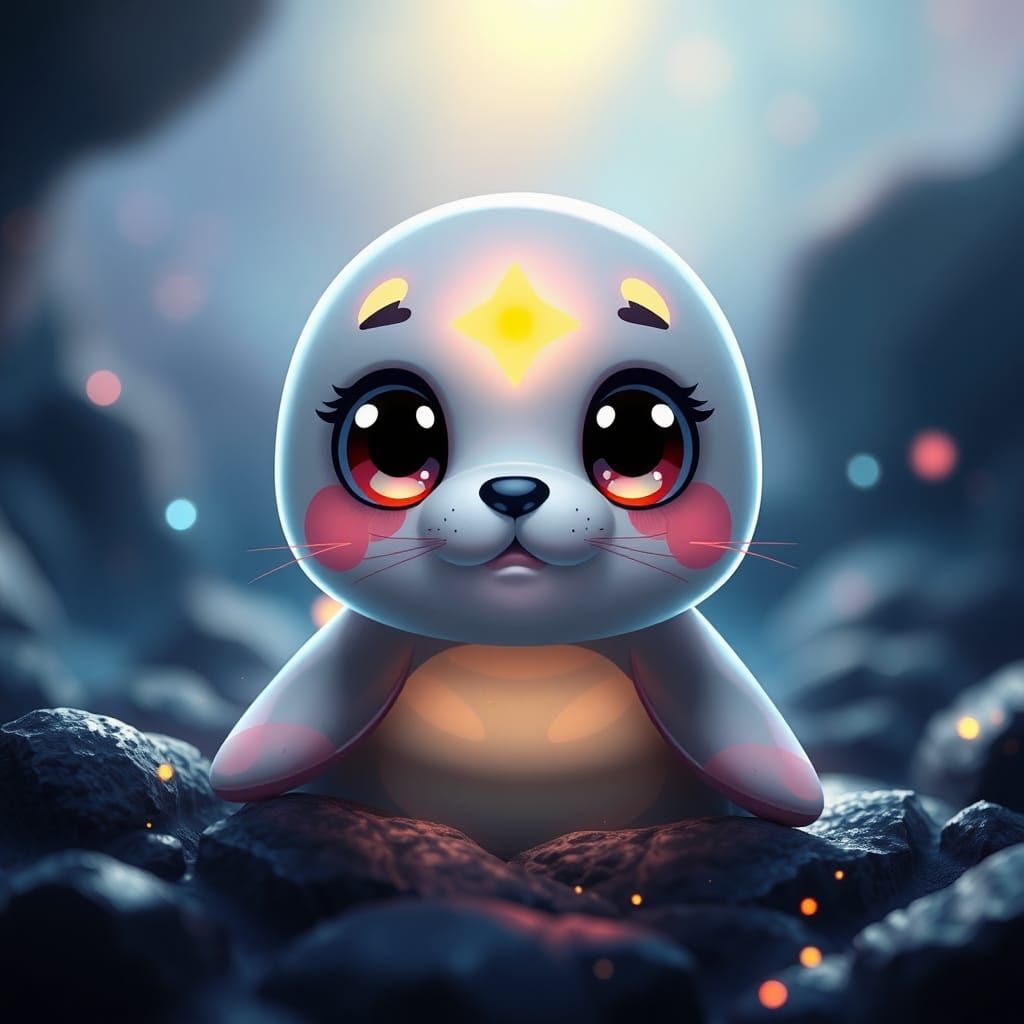 Glowing Chibi Baby Seal in Detailed 3D