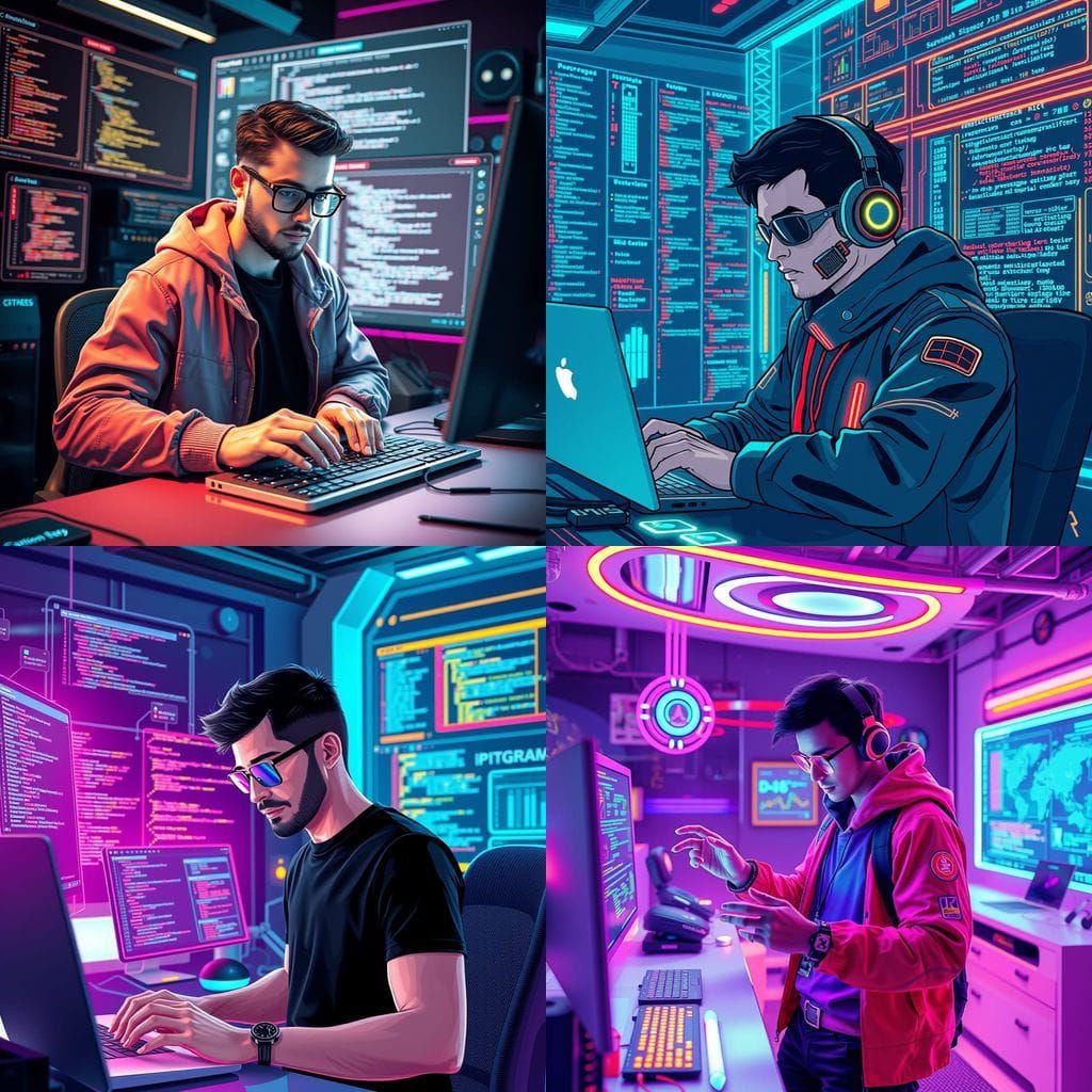 AI in Programming: Vector Illustration of Future Coding