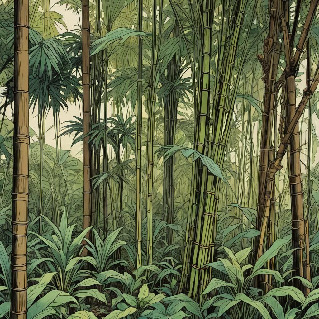 Monumental Bamboo Structure with Coffee Trees