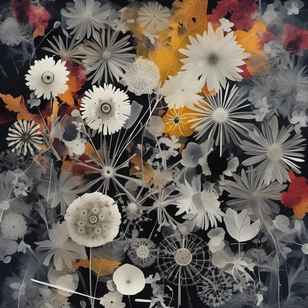 <lora:Photograms:1.0>  Create a Black and white photogram, a primitive photography technique that involves direct exposu...