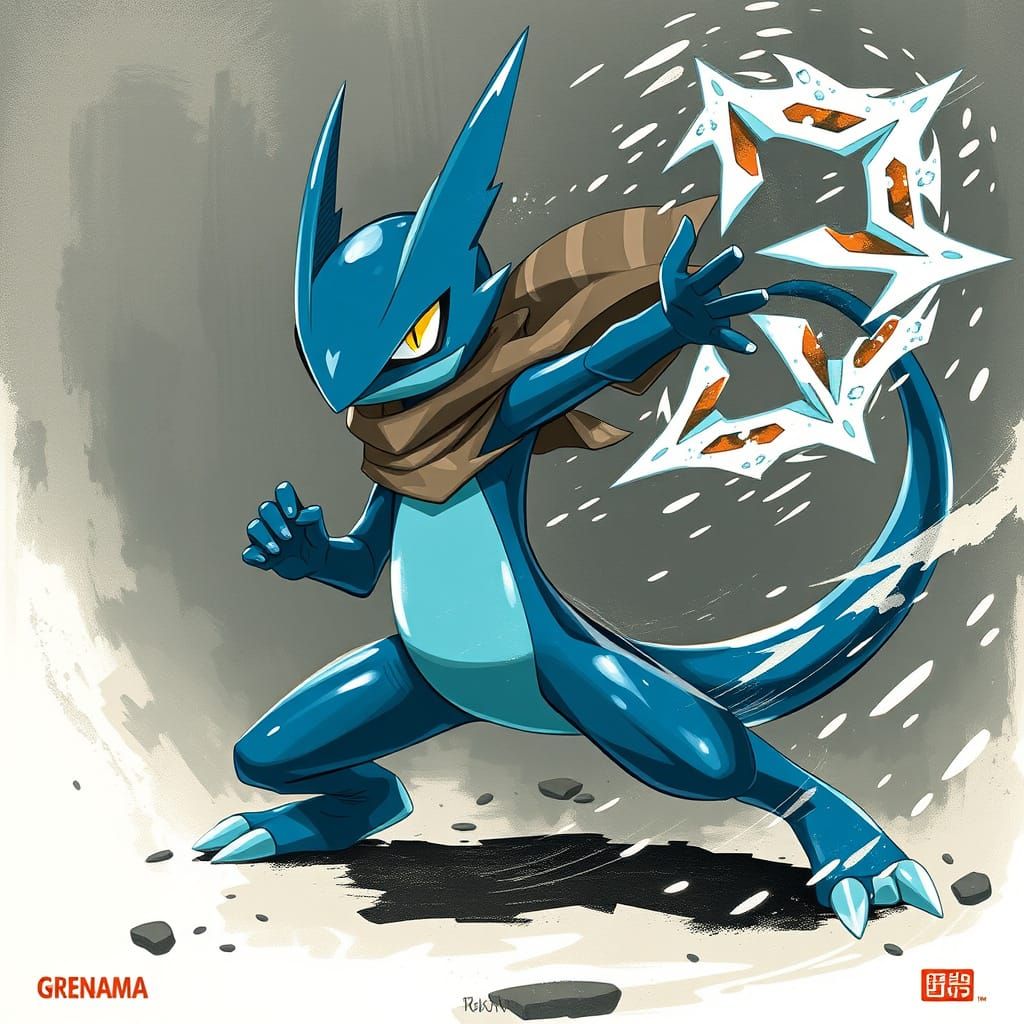 Ninja Pokémon in Traditional Japanese Style