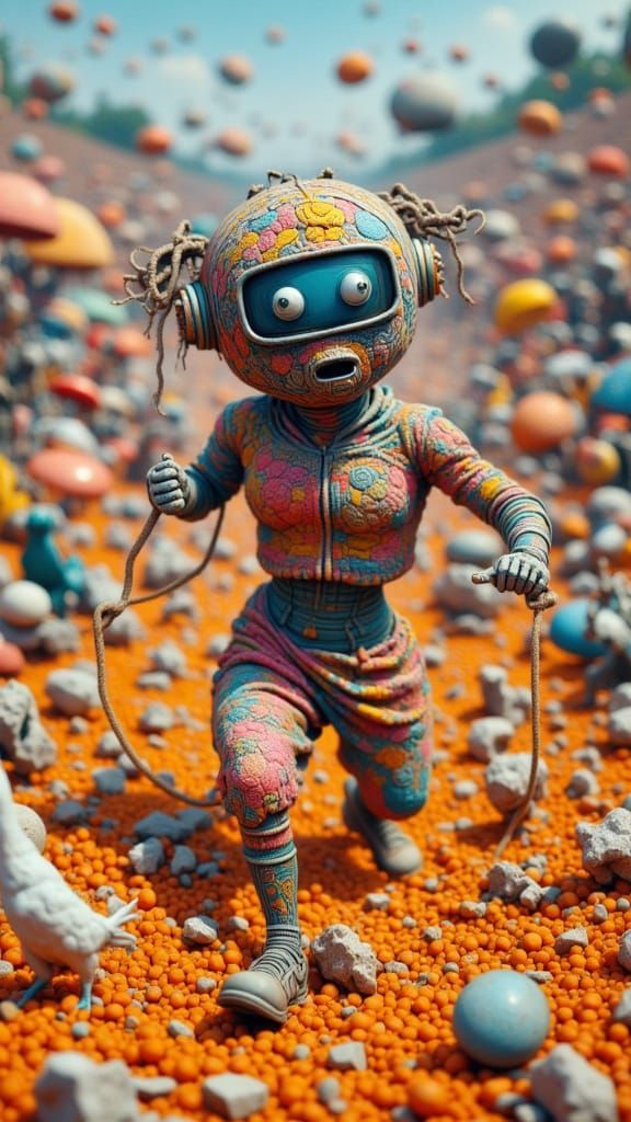 Tilt-Shift Cyborg in Mixed Media