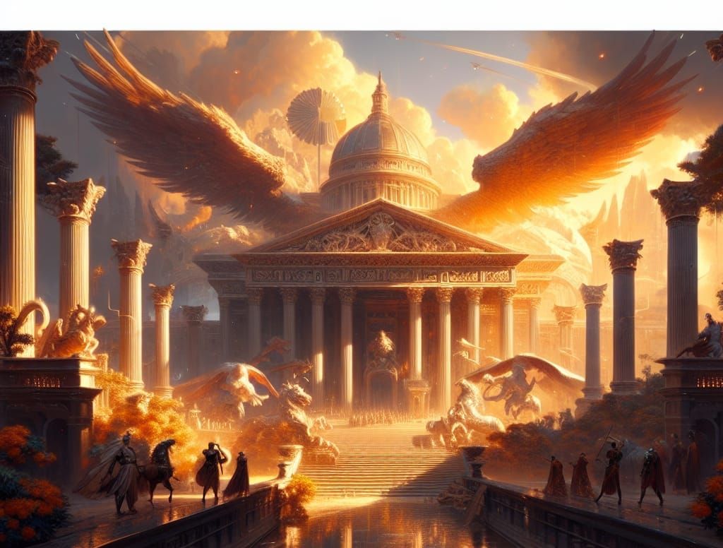 Roman Empire Rules Cyberpunk Space as Ink Painting