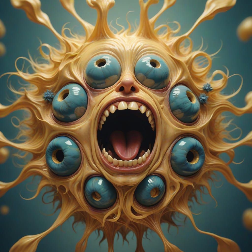 Surrealist Screaming Fleshy Baby in Dali Style