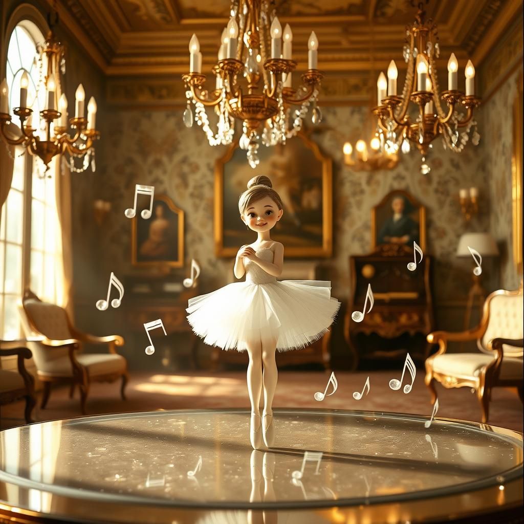 Delicate Music Box Ballerina in Golden Light