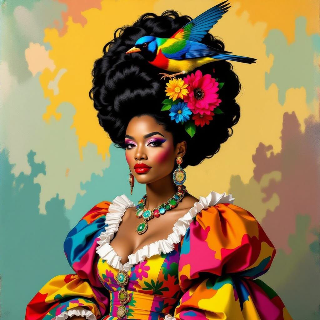 Queen Charlotte: Afro-Cuban Woman in Vibrant Digital Paintin...