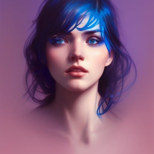Detailed Blue Rose Portrait in Artgerm Style