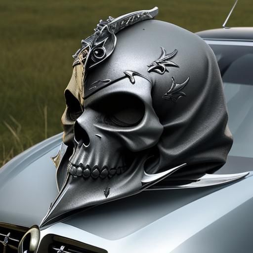 Skull and dagger Hood Ornament for front top of bonnet of car
