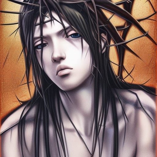 Anime Portrait: Crown of Thorns with Realistic Shading