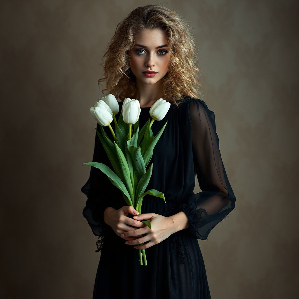 Woman with Tulips: Fine Art Photography Portrait