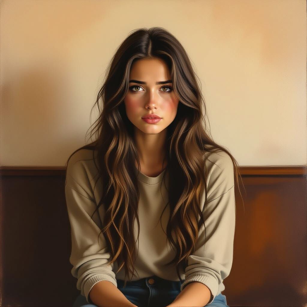 Poignant Portrait of a Sad Young Woman in Soft Light