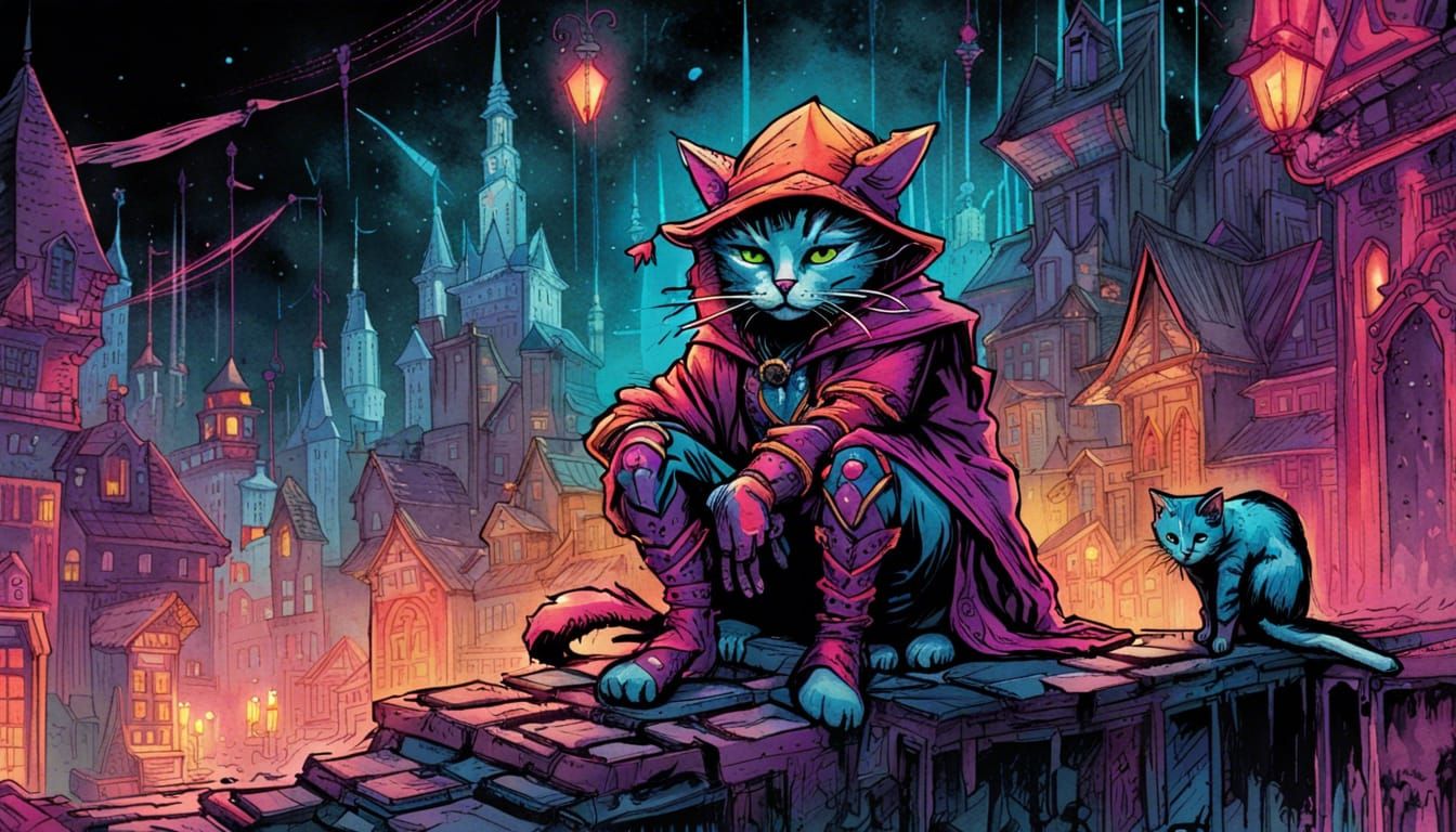 Cat in midieval jester costume