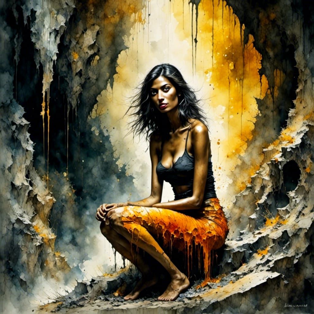 Cave Portrait in Watercolour Style