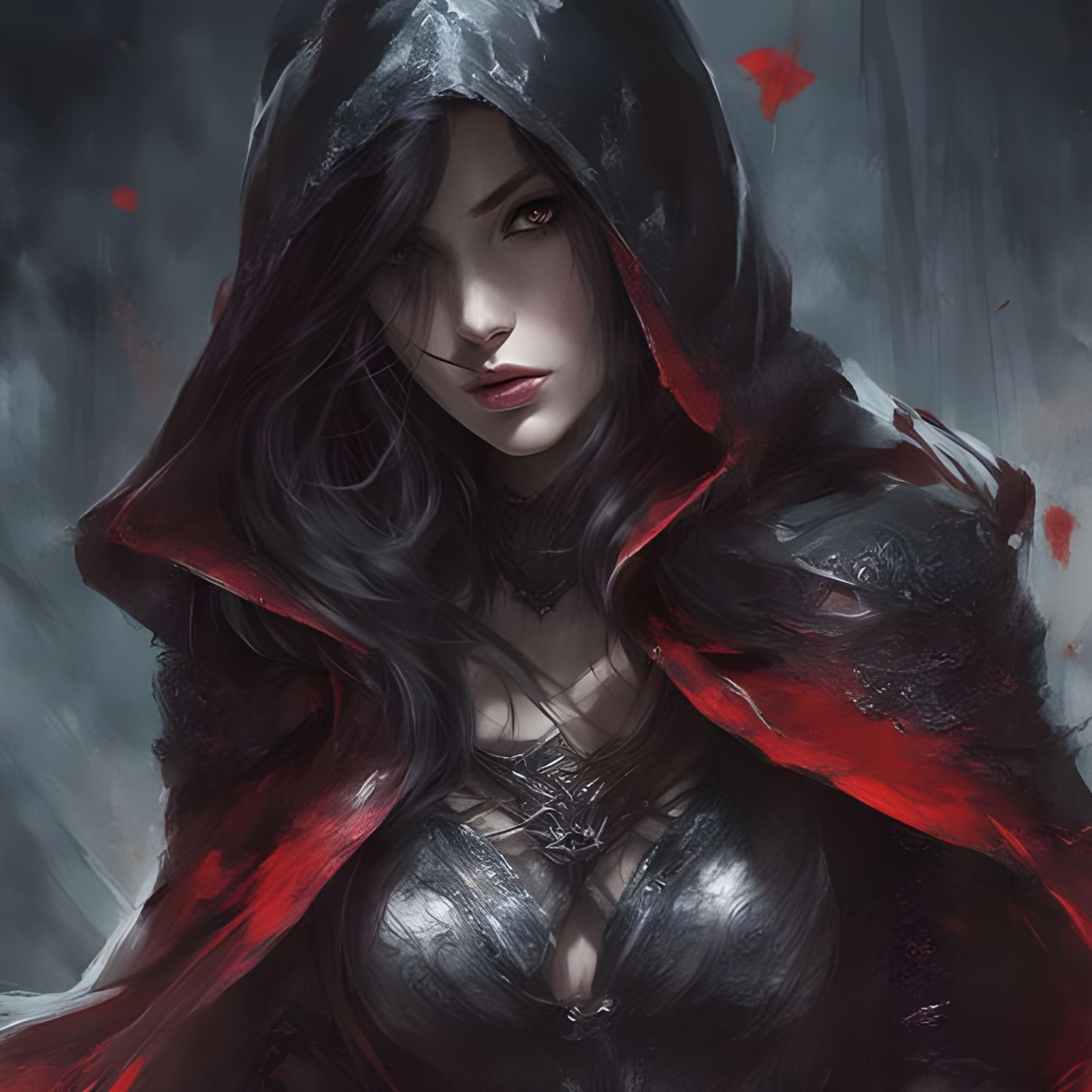 Mesmerizing Beauty in Red Hood, Royo Style