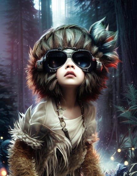 Chibi Punk Wookiee in 80s Inkblot Art