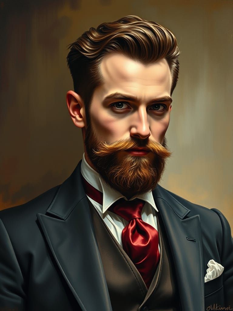 Elegant Victorian Gentleman in Oil Painting Style