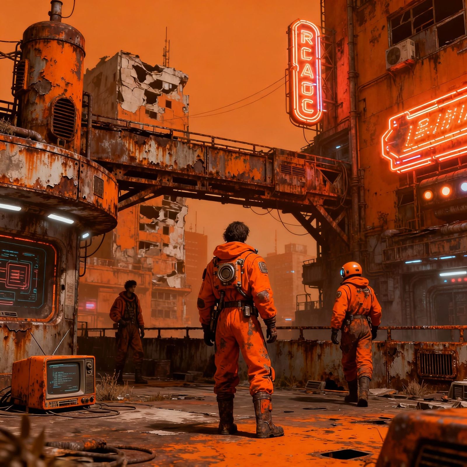 Grimdark Orange Retrofuturism Art