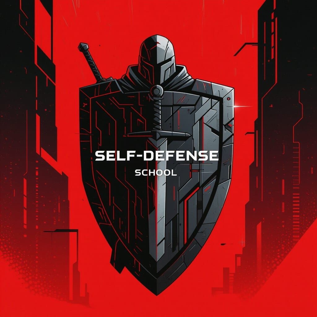 Shield Emblem for Self-Defense School in Futuristic Style