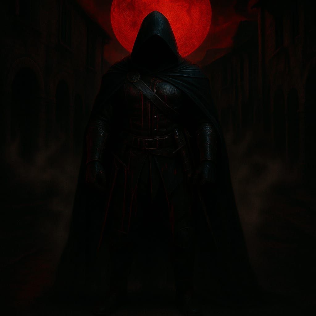 Dark Warrior in Leather Tunic and Cloak