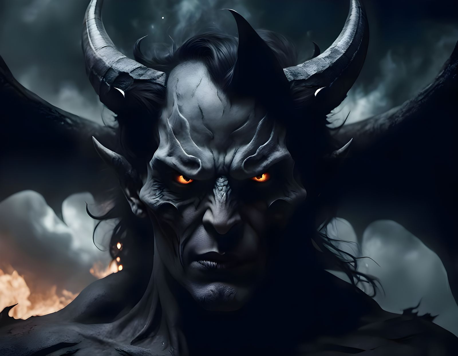 Demonic Transformation: A Hyperdetailed Horror Portrait