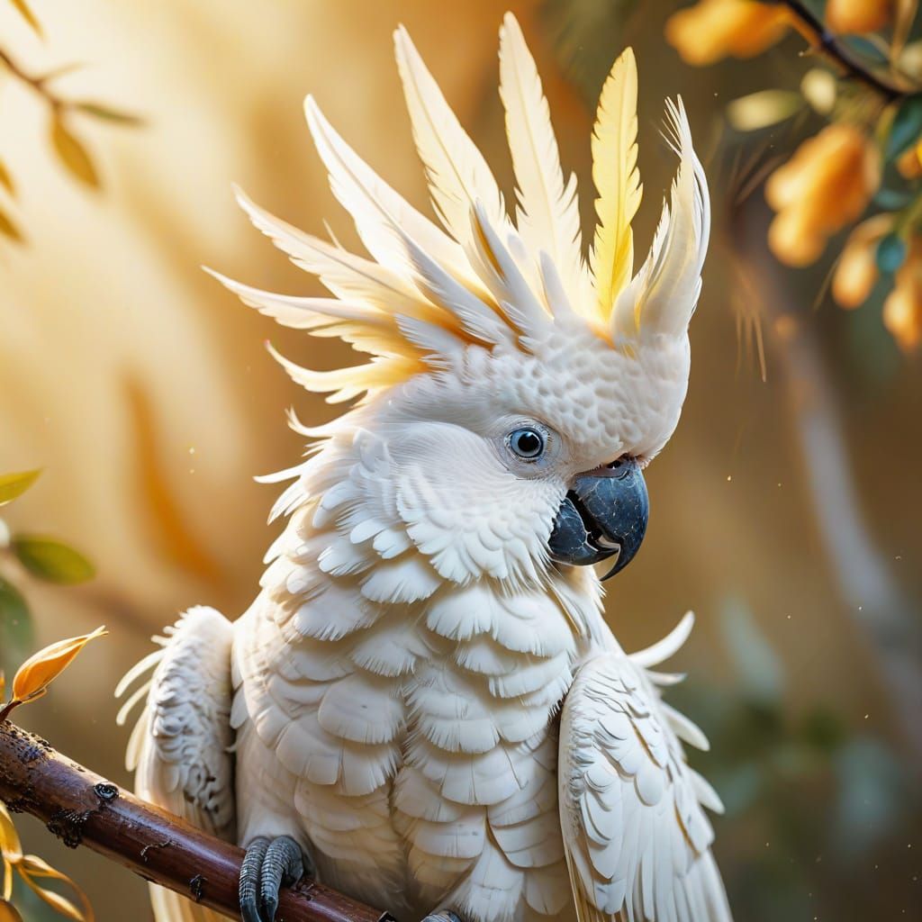 Cockatoo in Watercolor with Feather Textures