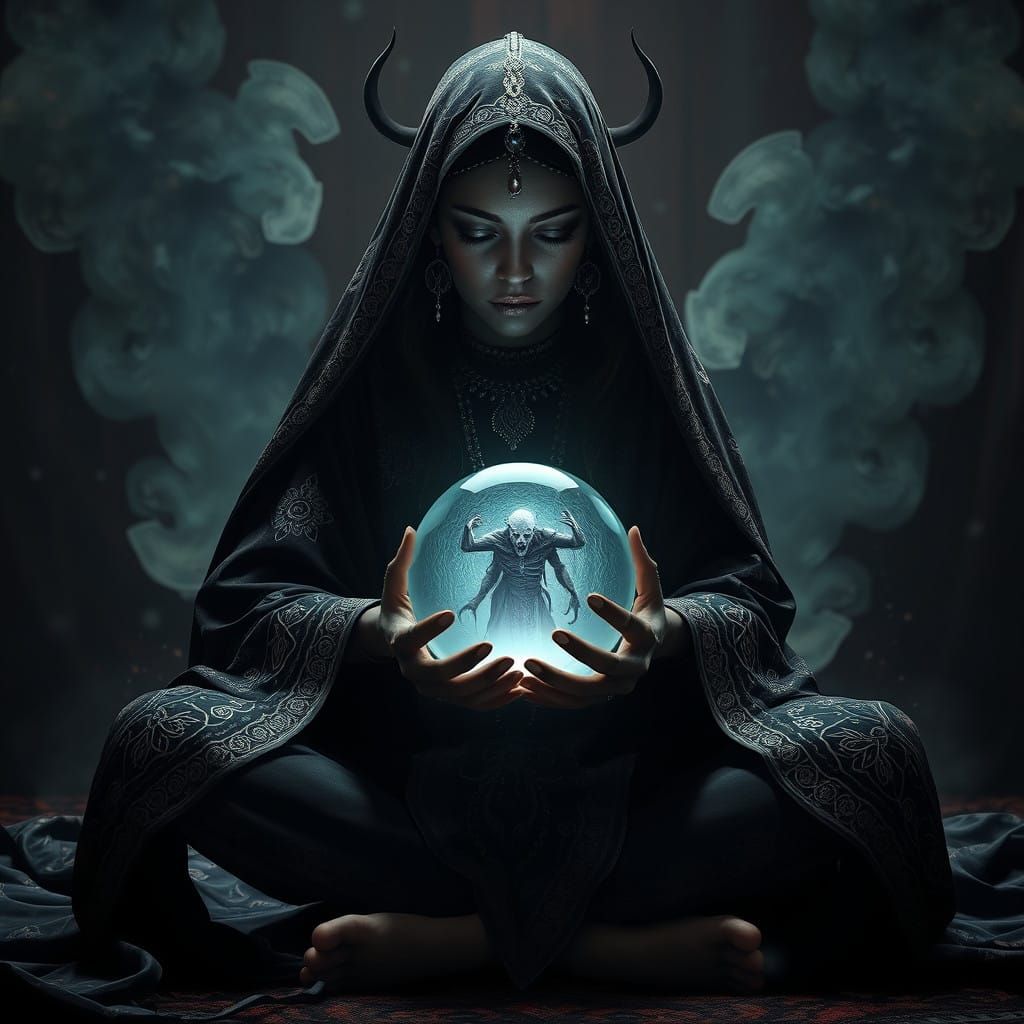 Shaman Woman Invokes Ominous Evil Spirit