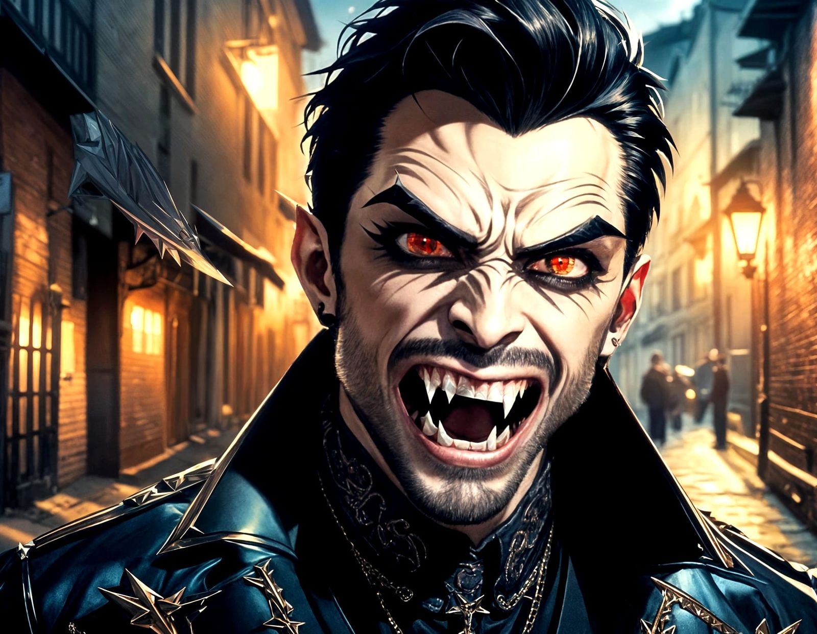 Fierce Modern Vampire Portrait in Hyperrealism