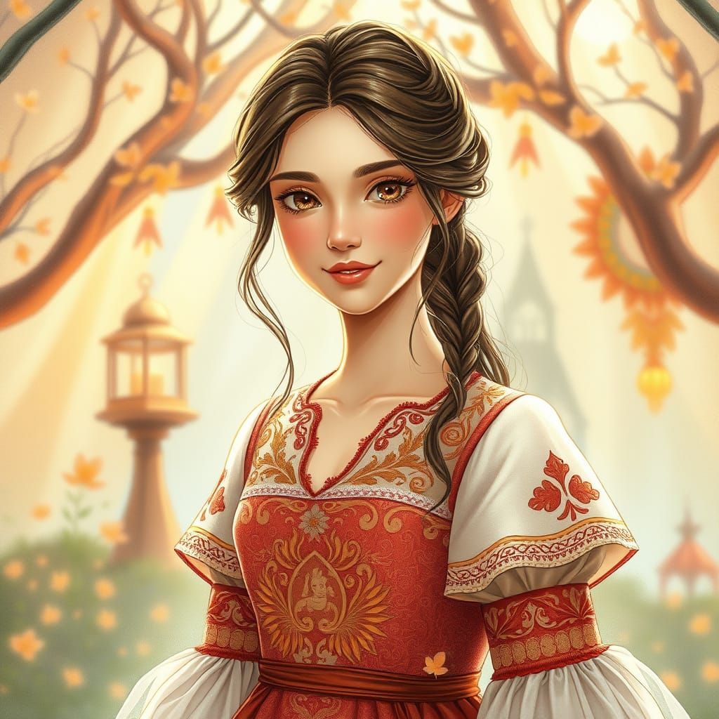Ukrainian Girl in Whimsical Anime Style